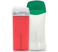 Dermawax Roll On Rosa TIO2 - Set depilazione con scaldacera elettrico 25W (Made in China) + cartuccia cera 100 ml Made in Italy - Cera calda titanio per gambe, braccia, ascelle, schiena e petto