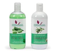 Dermawax Waxing Set- 500 ml Lozione tonica precera Aloe Vera Cleansing Lotione- 500 ml Olio dopocera Eucalipto- ceretta aftercare- rimuove i residui di cera