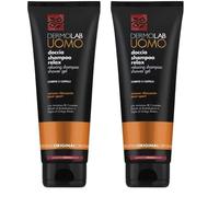 Dermolab Uomo - Doccia Shampoo Relax Original, Detergente Corpo e Capelli, con Gingko Biloba ad Azione Tonificante, Note di Muschio e Ambra, per Uso Frequente e Dopo lo Sport, 250 ml (Confezione da 2)