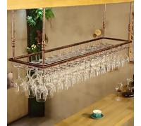 Dernoing Mensole Sospese Soffitto Regolabile, Portabicchieri Sospeso Metallo, Porta Calici Sospesi Salvaspazio per Sala da Pranzo Home Bar/Cucina/Caffetteria (bronzo, 60x35x(30-60) cm)