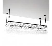 Dernoing Mensole Sospese Soffitto Regolabile, Portabicchieri Sospeso Metallo, Porta Calici Sospesi Salvaspazio per Sala da Pranzo Home Bar/Cucina/Caffetteria (bk, 120x40x(30-60) cm)