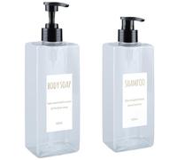 DEROANBOTT Dispenser per shampoo e balsamo, set da 2, 500 ml, bottiglie moderne ricaricabili per shampoo e sapone da doccia, dispenser vuoto per bagnoschiuma, set per bagno (trasparente)