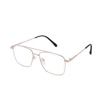 Dervin Blue Cut Zero Power - Occhiali retrò con blocco della luce blu, montatura quadrata per proteggere gli occhi dai raggi UV da computer/tablet/laptop/cellulare, oro, m