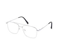 Dervin Blue Cut Zero Power - Occhiali retrò con blocco della luce blu, montatura quadrata per proteggere gli occhi dai raggi UV da computer/tablet/laptop/cellulare, argento, m