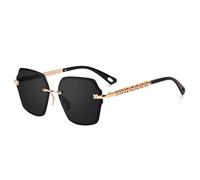 Dervin Occhiali da sole oversize senza montatura con protezione UV per le donne, nero, L