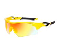 Dervin Occhiali da sole sportivi oversize non polarizzati per uomo e donna, cricket all'aperto, ciclismo, escursionismo, pesca, giallo., L