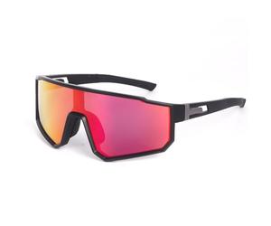 Dervin One Piece Shield - Occhiali da sole polarizzati con visiera oversize per uomo e donna, per attività all'aperto, cricket, ciclismo, escursionismo, pesca, colore rosso specchio, 60 mm