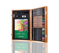 Derwent Academy Scatola in legno con 12 matite colorate, 12 matite colorate acquerello, 6 matite per schizzi in grafite, 1 penn