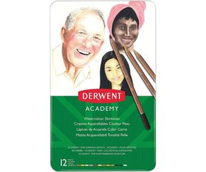Derwent Academy Scatola in metallo da 12 matite acquerellabili color pelle