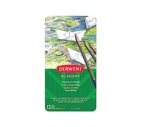 Derwent Academy Set di 12 Matite Colorate Acquerellabili Sfumabili in Custodia di Metallo, Utilizzabili sia da Asciutte che da Bagnate, Adatte a Colorare, Disegnare ed Illustrare