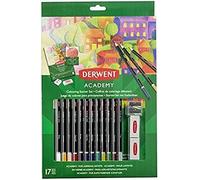 Derwent Academy Set per Colorare da 17 Pezzi, 12 x Matite Colorate, 1 x Temperino, 2 x Gomme per Cancellare, 1 x Album da Disegno con 12 Fogli A4, 1 x Guida per Imparare a Disegnare