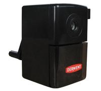 Derwent Affilatrice da tavolo elicoidale manuale in plastica, Super Point Mini, serbatoio per vassoio scorrevole e morsetto da tavolo, qualità professionale, 2302000, nero, confezione da 1