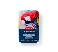 Derwent Chromaflow Set di 36 Matite con Corpo Rotondo da 3,5 mm, Nucleo Cremoso e Sfumabile, Adatto per Disegnare, Colorare e Stratificare