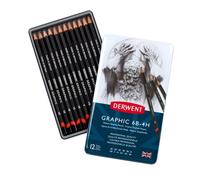 Derwent Graphic Matite Disegno Grafite per Bozzetti 12 Pezzi Tin Set