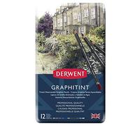 Derwent Graphitint Matite di Grafite Colorata Idrosolubile in Scatola di Metallo (Confezione da 12), multicolore