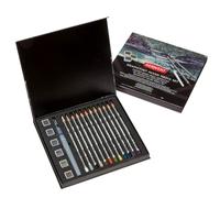 Derwent Graphitint Set da 19 Accessori in Confezione Regalo, 12 x Matite Colorate Idrosolubili con Anima da 4 mm, 6 x Tempere Colorate e 1 x Waterbrush, Adatto per Disegni e Schizzi