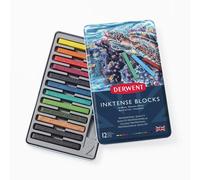 Derwent Inktense Blocks 12 Tin Set di 12 blocchi da 8 mm con texture morbida Wa