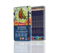 Derwent Inktense Scatola in Metallo da 12 Matite Acquerellabili Permanenti con Anima da 4 mm, Solubili in Acqua, Adatte per Colorare e Dipingere, 700928