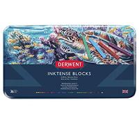 Derwent Inktense Scatola in Metallo da 36 Colori Acquerellabili da 8 mm, Solubili in Acqua, Adatti a Disegnare, Colorare e Dipingere su Carta e Tessuto (2301979)