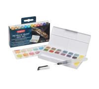 Derwent Set pittura Inktense da viaggio 12 colori metallici con water brush e spugna