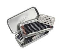 Derwent Line & Wash Set per Schizzi in Astuccio di Metallo con 6 x Matite in Grafite, 2 x Matite Acquerellabili, 1 x Water Brush, 1 x Sfumino, 1 x Gomma da Cancellare e 1 x Lastra per Gomma