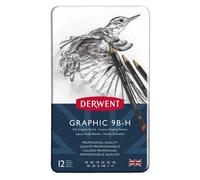Derwent Graphic Grafite Matite Morbido Grado Set Di 12 Teglia (9B - H)