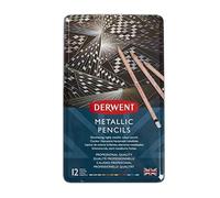 Derwent Metallic Set di 12 Matite dai Colori Metallici, per Disegnare e Scrivere, Qualità Professionale