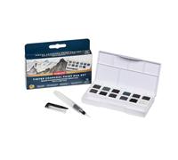Derwent Set di acquerelli Tinted Charcoal, set da 12, formato mezza tavolozza, solubili in acqua, adatti per dipingere paesaggi, qualità professionale, formato da viaggio, 2306249