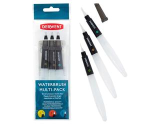 Derwent Set da 3 pezzi della collezione Watercolour, include 1 x 3 spazzole Derwent ; Punta Fine, Media e Scalpello, Colore Bianco