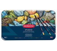 Derwent Studio Set di 36 Matite Colorate per Disegnare e Colorare, Ideali per Illustrazioni e Rifinire i Dettagli, Astuccio in Metallo Incluso, Qualità Professionale
