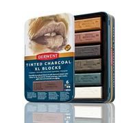Derwent Tinted Charcoal Set di 6 Blocchi XL di Carboncino Colorato, da 60 mm, So