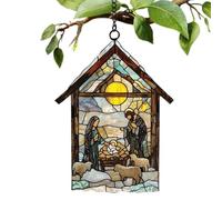 Derwrtup Acchiappasole di Natale, set per presepe - Presepe per alberi di Natale - Ornamenti religiosi natalizi 2D in acrilico per l'albero di Natale