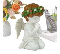 Derwrtup Angelo Figure Per Giardino | Pregare Ginocchio Cherub In Resina | Per All'aperto Soggiorno Pasqua Scrivania Cucina Davanzale