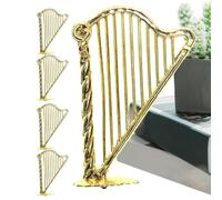 Derwrtup Arpa in miniatura, statuetta di arpa in miniatura - Set di 5 piccoli ornamenti per arpa simulati | Statua in miniatura 'arpa 1:12 Ornamento 'arpa dorata per la decorazione 'albero Decorazione