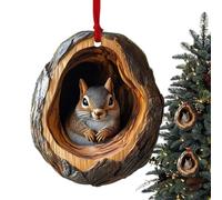 Derwrtup Ornamenti acrilici con animali 'albero di Natale, ornamenti natalizi in acrilico con animali,Ornamento acrilico 2D con motivo animale albero di Natale - Gufo procione, scoiattolo, riccio,