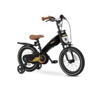 Deryan Bicicletta per Bambini 14 Pollici 3 in 1 con Sella e Manubrio Regolabili per Ragazzi e Ragazze Nero Turbo