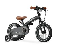 Deryan Bicicletta per bambini di lusso | 3 in 1 | 12, 14 o 16 Pollici | Con Rotelle e Pneumatici ad Aria | Bambino e Bambina