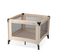 DERYAN Box per bambini, 100 x 100 cm, box con rete traspirante, lettino da viaggio pieghevole con materasso e borsa per il trasporto, box per bambini, colore nocciola