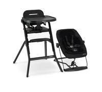 DERYAN Curve, set di seggiolone per bambini a partire da 0 mesi fino a 50 kg, cuscino da seduta, grande tavola da pranzo, piccola staffa di protezione, cintura di sicurezza a 5 punti, pieghevole, con