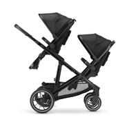 Deryan EVY V2 Passeggino per 2 bambini - per neonati, bambini e bambini in età prescolare - Passeggino fino a 50 kg - Passeggino gemellare - Viaggio 2 in 1 Set completo - Nero