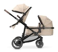 Deryan EVY V2 Passeggino per 2 bambini - per neonati, bambini e bambini in età prescolare - Passeggino fino a 50 kg - Passeggino gemellare - Viaggio 2 in 1 Set completo - Nougat