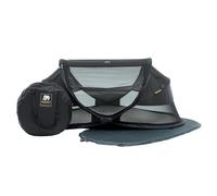 DERYAN Lettino da viaggio - Baby Luxe - Nero - Sistema pop-up - Installazione in soli 2 secondi - Include fodera in cotone con cerniera, materasso ad aria autogonfiabile e borsa per il trasporto, nero