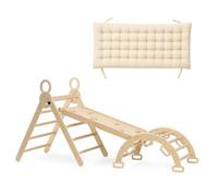 Deryan Triangolo pieghevole di lusso con arco da arrampicata e rampa versatile - Ponteggio da arrampicata per interni in legno - Imbottitura inclusa - Parco giochi Montessori Mobili in legno