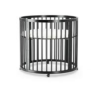 Deryan Willow Box da gioco rotondo - Box in legno per bambini - Include materasso - Nero Playpen - Parco giochi per interni sicuro in legno - Nero