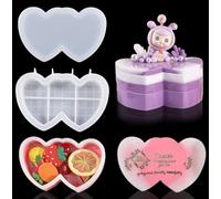 DeryArcle 2Pezzi Stampo Scatola Cuore, Stampi Resina Epossidica Contenitori Muffa Colata Silicone Heart Box Resin Mold per Fai da Te Gioielli Caramelle Stoccaggio Artigianato Decor
