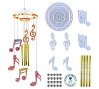 DeryArcle 32Pzs Stampo per Campanelle Resina Epossidica Stampo in Silicone Scacciapensieri Stampi Resina Nota Musicale Campane a Vento per Decorazione Fai da Te