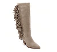 Des bottes hautes au style western chic, des flange sur le côté, avec untalon biseauté e unbout pointu pour une allure affermazione e moderne Immergiti nell'esprit cowgirl moderno con bottes hautes à 