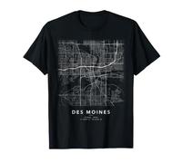 des Moines Mappa Città Iowa Strade e Coordinate Maglietta