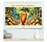 Des vitamines rigolotes (Calendrier mural haut de gamme 2027 DIN A2 vertical), CALVENDO calendrier mensuel: 12 mois amusants avec les fruits et légumes du jardin.