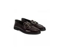 DESA Ciabatta da donna in vera pelle, Loafer nero con stampa coccodrillo e dettaglio con fibbia, elegante e comoda scarpa quotidiana per autunno/inverno, bordeaux, 38 EU